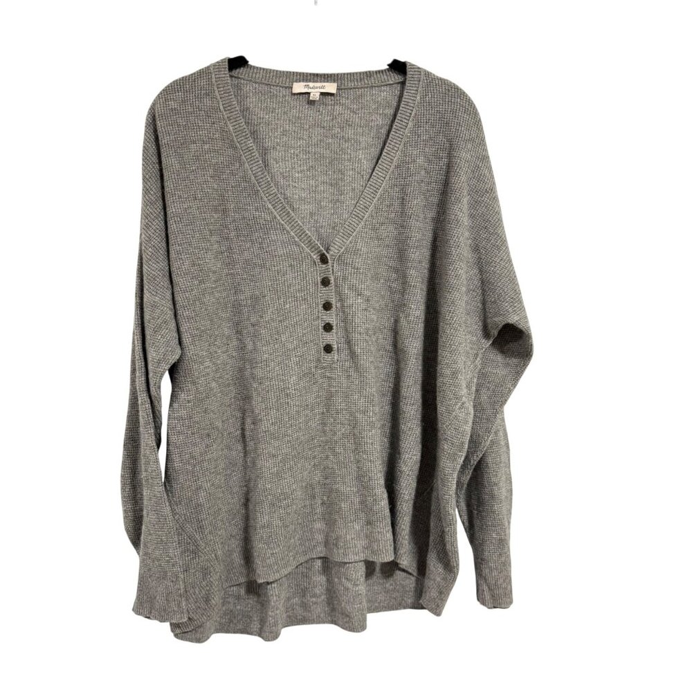 Madewell Asherton Waffle- Henley‎ Gray Sweater Size XL